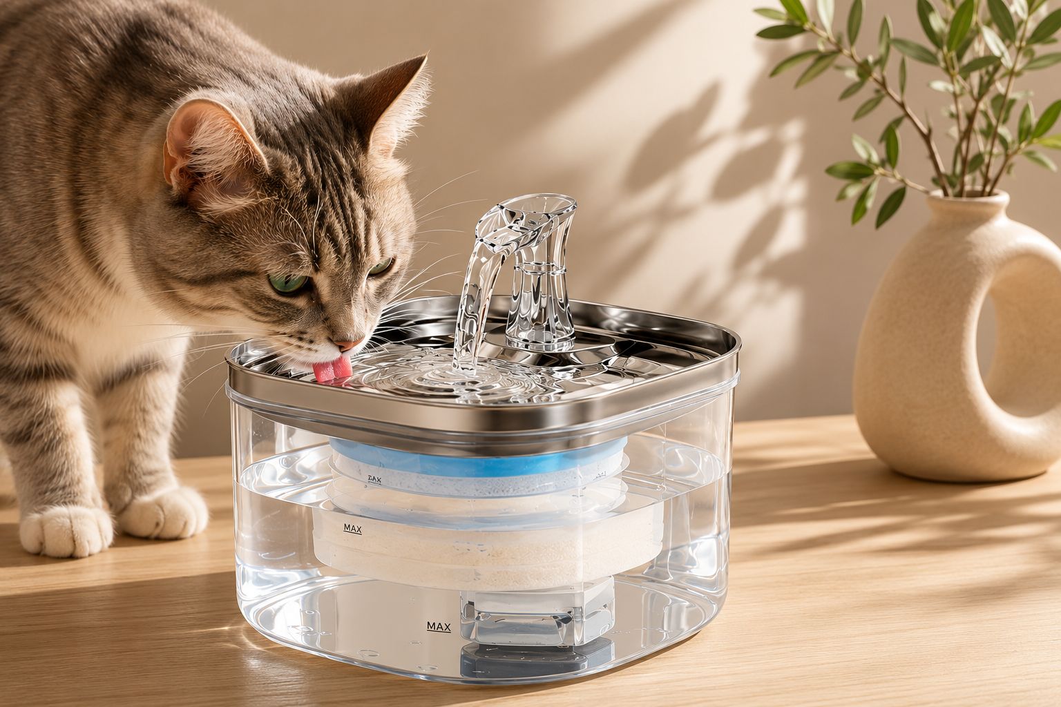 Fuente de Agua Premium de Acero Inoxidable para Gatos