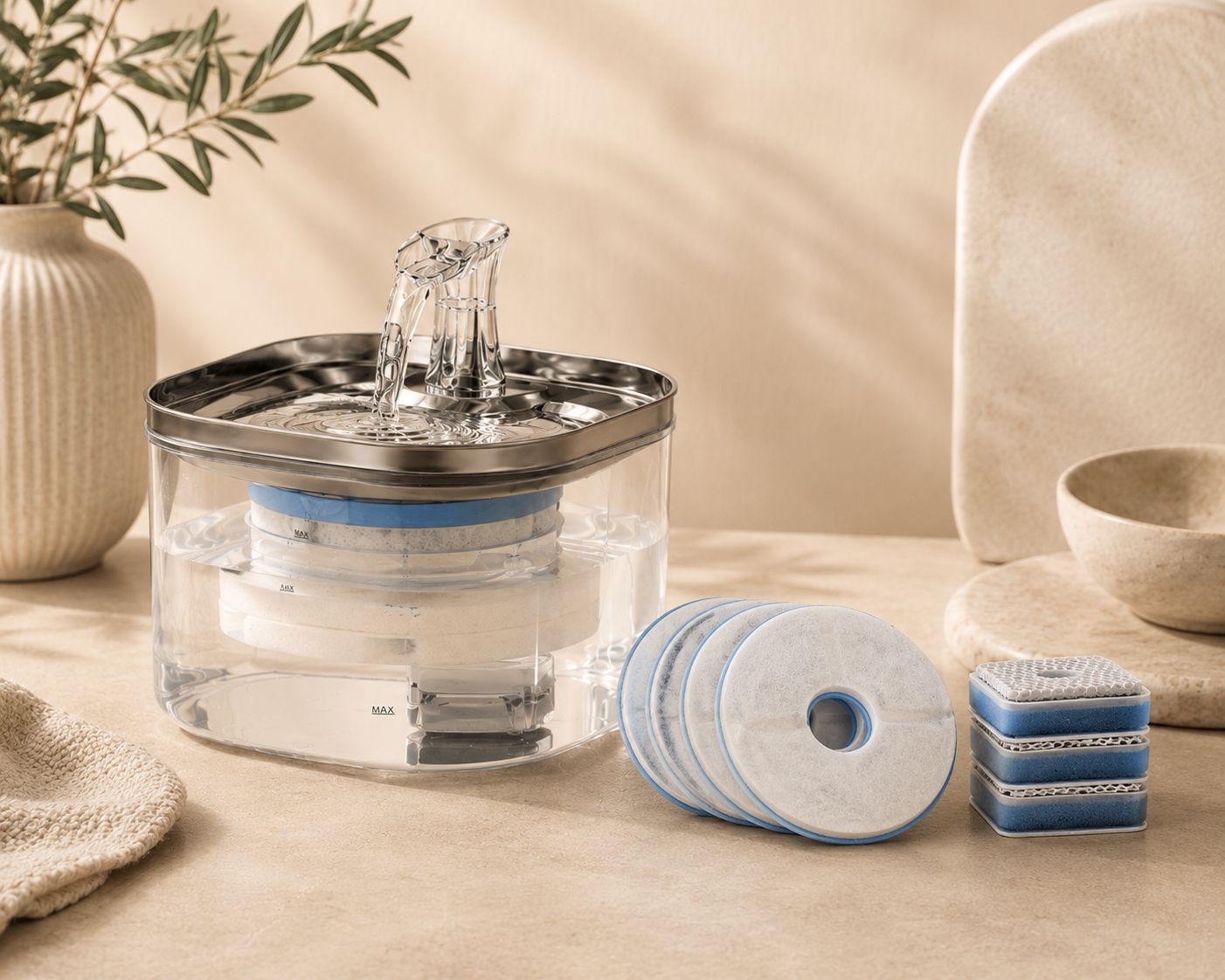 Fuente de Agua Premium de Acero Inoxidable para Gatos